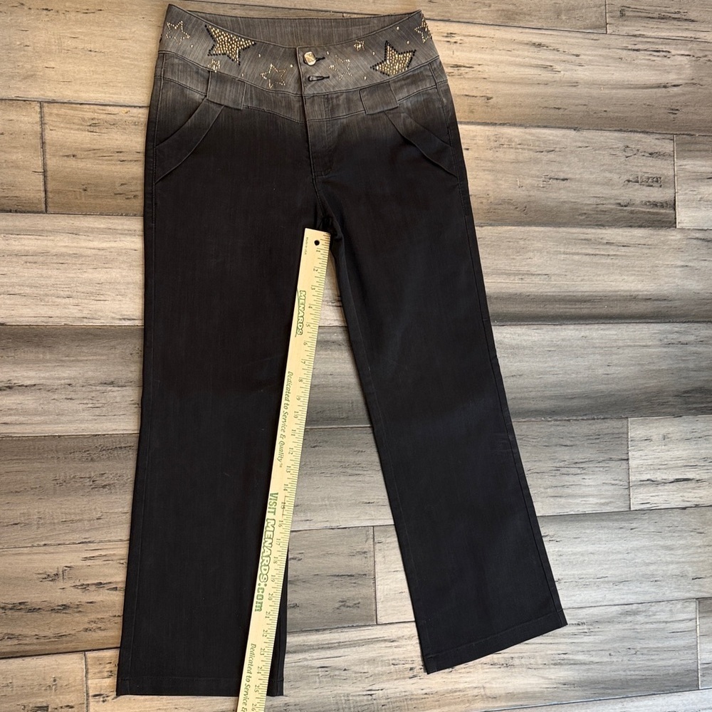 Black Flared Jeans with Star Accents - Picture 5 of 8